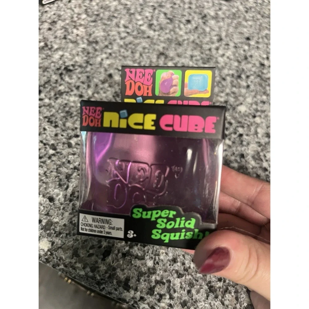 Nee Doh Nice Cube Super Solid Squish! - Lot of 3 - Blue Purple Pink - Brand New!